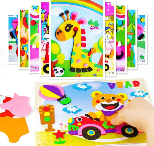 10Pcs 3D EVA Foam Stickers Puzzle Cartoon Animal 20 Styles DIY Handmade Early Learning Educational Toys For Children Kids Gift
