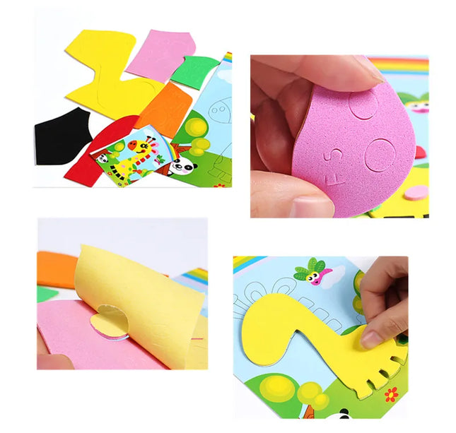 10Pcs 3D EVA Foam Stickers Puzzle Cartoon Animal 20 Styles DIY Handmade Early Learning Educational Toys For Children Kids Gift