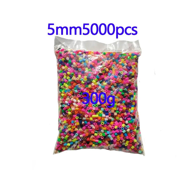 5000pcs 5mm Hama Beads Set – DIY Educational Fuse Beads with Templates, Iron Papers & Tweezers for Kids