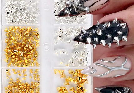 Mini Metal Nail Rivet Charms in Gold and Silver