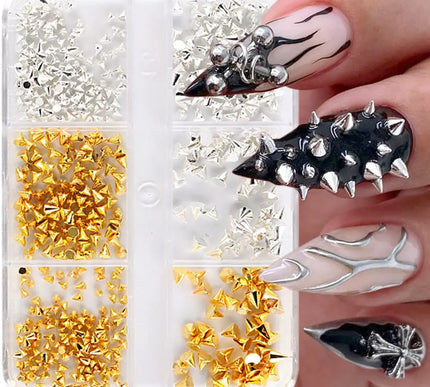 Mini Metal Nail Rivet Charms in Gold and Silver
