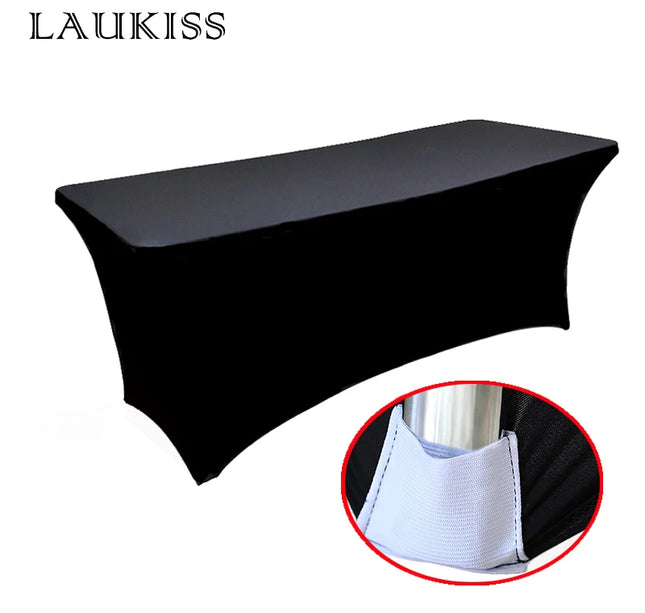 Black High Stretch Tablecloth Bed Cover Wedding Party Beauty Massage Elastic Hotel Birthday Table Cover Rectangular Table Cloth