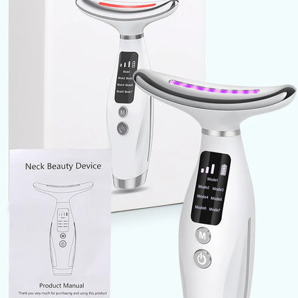 Micro-current Neck Face Beauty Device 7 Color Facial Massager for Enhanced Face Neck and Shoulder Care with Vibrating