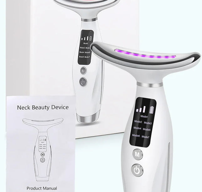 Micro-current Neck Face Beauty Device 7 Color Facial Massager for Enhanced Face Neck and Shoulder Care with Vibrating