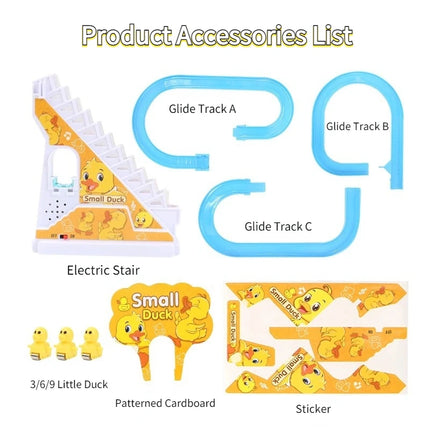 Kids Small Duck Electronic Climbing Stairs Track Toy Light Musical Slide Track Educational Toys for Boys Girls Christmas Gift