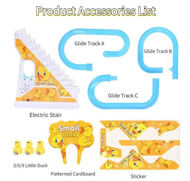 Kids Small Duck Electronic Climbing Stairs Track Toy Light Musical Slide Track Educational Toys for Boys Girls Christmas Gift