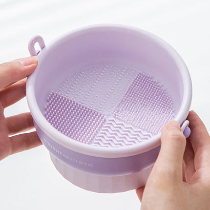 Makeup Brush Cleaning Bowl Beauty Egg Cleaning Tool Storage Set Brush Powder Puff Dry Cleaning Silicone Drying Shelf