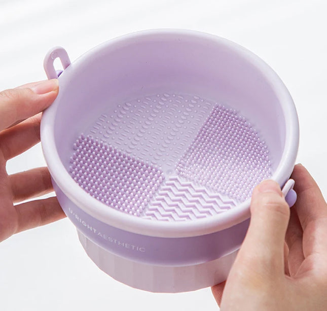 Makeup Brush Cleaning Bowl Beauty Egg Cleaning Tool Storage Set Brush Powder Puff Dry Cleaning Silicone Drying Shelf