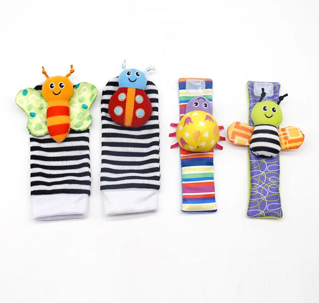 Baby Rattles Toys – 4pcs Foot Socks & Wrist Straps Set for 0–12 Months