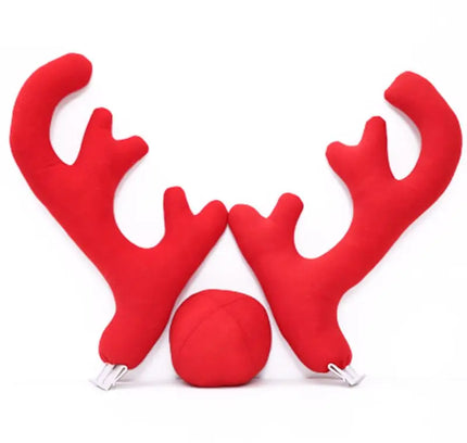 Big Reindeer Red Antlers+Nose Antlers Auto Car Christmas Decor Accessories