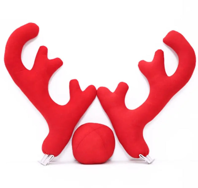 Big Reindeer Red Antlers+Nose Antlers Auto Car Christmas Decor Accessories