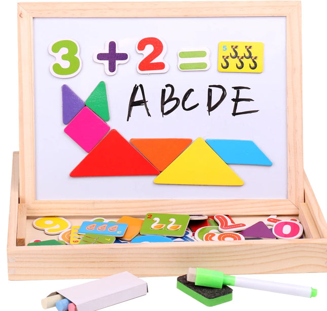 Wooden Multifunction Children Animal Puzzle Writing Magnetic Drawing Board Blackboard Learning Education Toys For Kids