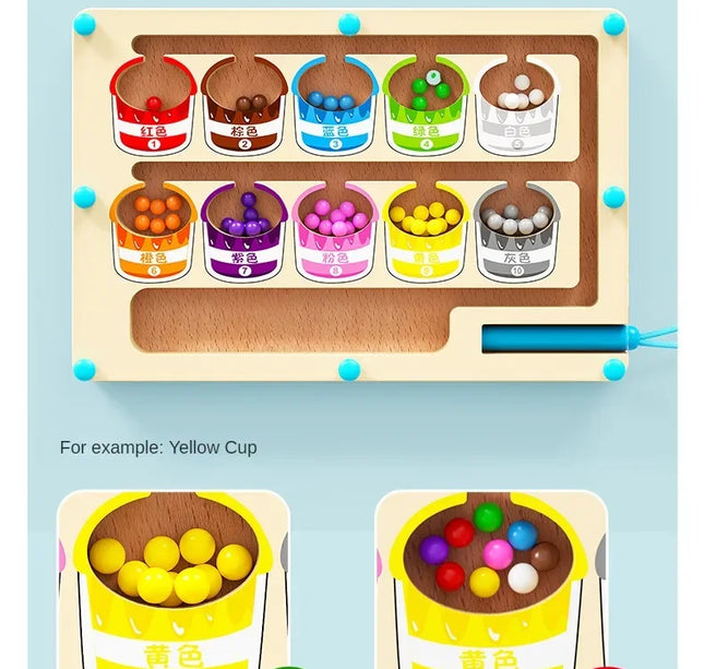 Montessori Magnetic Maze Game – Color Sorting & Fine Motor Training Toy with Pen Control for Kids Sensory Play