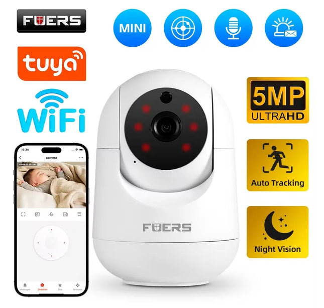 Fuers 5MP Tuya Smart WiFi Camera – Indoor IP Cam with AI & Baby Monitor