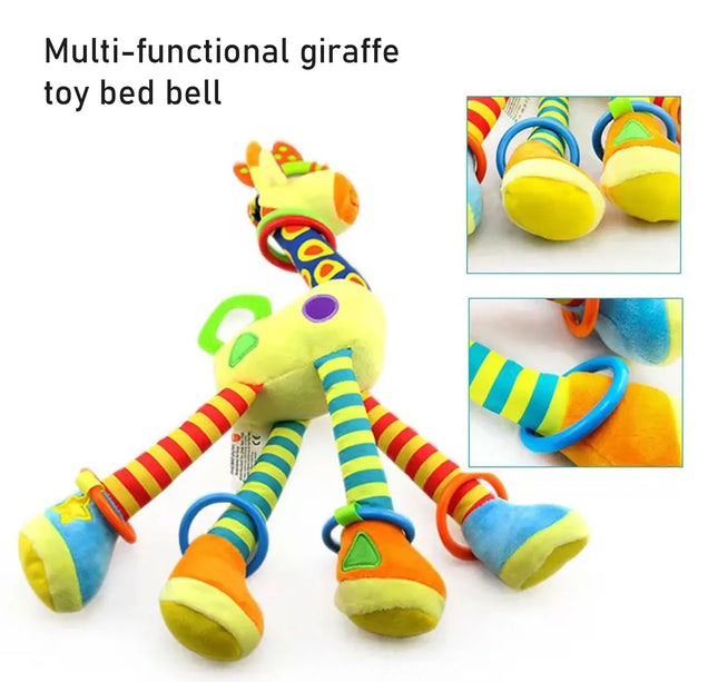 Soft Giraffe Hand Bell Rattle – Plush Hanging Sensory Toy for Baby Walkers, Beds & Early Education