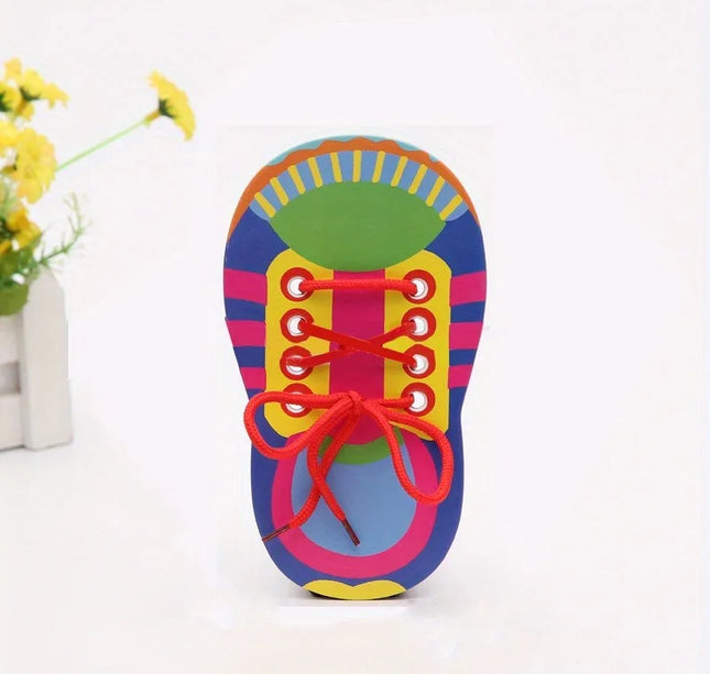 Shoelace Threading Teaching Toys Learn to Tie Shoelaces Toy Kids Toddlers Fine Motor Skills Toy Early Educational Toys Boys Girl