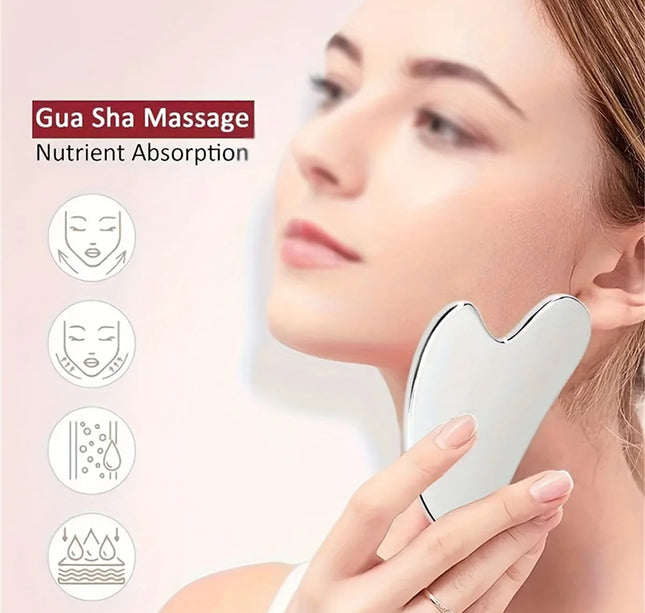 1pices Gua Sha Board Beauty Skin Care Facial Tool Stainless Steel GuaSha Massage Tool Natural Universal Facial Silver Metal