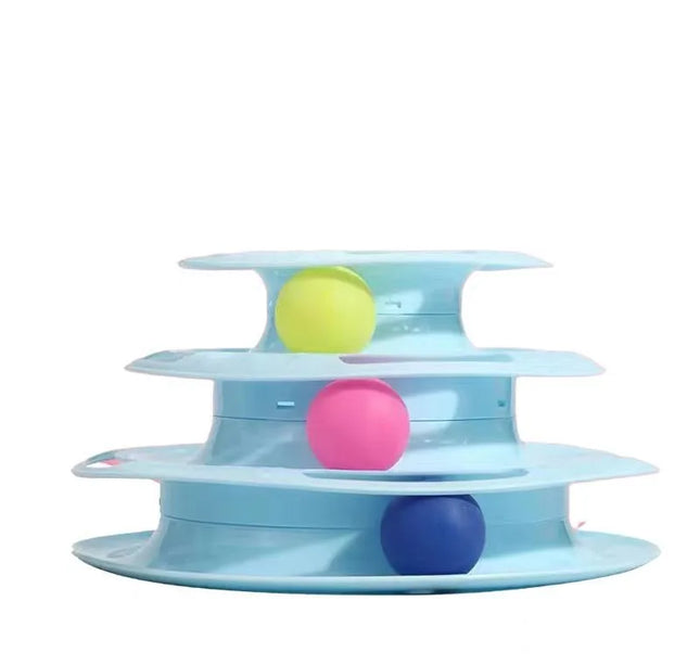 Pet cat toy Three-layer ball cat Turntable Cat interactive educational track toy cat space tower play plate