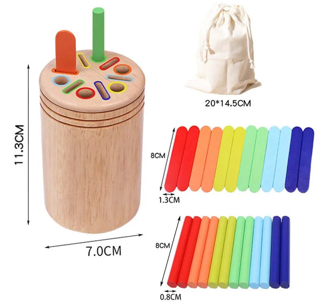 Montessori Wooden Matching Toy – Color Sorting & Balance Stick Educational Set for Kids Fine Motor & Math Skills