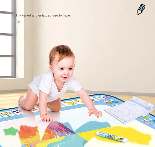 100x80cm Magic Water Drawing Mat – Reusable Doodle Board with Pens Montessori Educational Toy for Kids Gifts