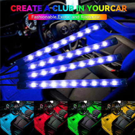 RGB Car Atmosphere Lights – LED Interior Footwell Strip with USB, Remote & Sound Control