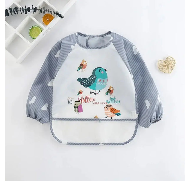 1pc Waterproof Baby Smock – Long Sleeve Bib Apron for Eating & Art