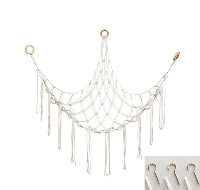 Large Capacity Stuffed Animals Hammock Net Macrame Boho Home Decorations Corner Toy Storage Organizer Plush Toys Hanging Net