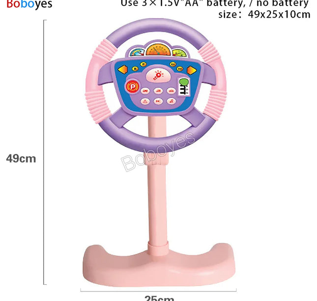 Infant Electric Steering Wheel Toy – Simulation Light & Sound Educational Vocal Toy for Stroller Play