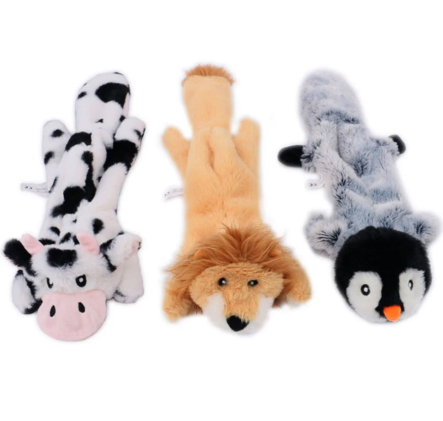 Funny Simulated Animal No Stuffing Dog Toy with Squeakers Durable Stuffingless Plush Squeaky Dog Chew Toy Crinkle Pet Squeak Toy