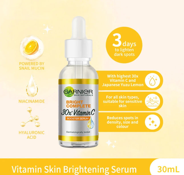 Garnier Bright Complete 30 Times Vitamin C Nicotinamide Enhanced Essence Facial Repair Essence Acne Removing Beauty Product