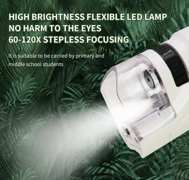 Handheld Microscope Kit Lab LED Light 60X 120X Home School Biologi Cal Science Educational Toys For Children Brinquedo STEM Gift