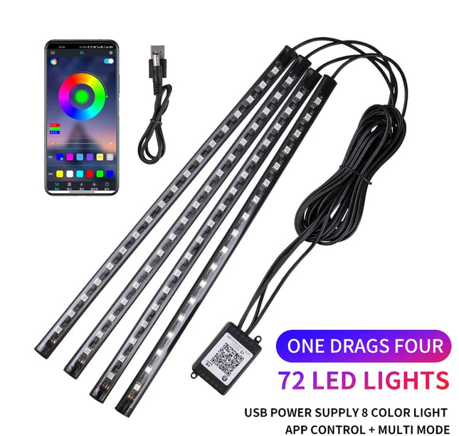 LED Car Ambient Light Kit – RGB Interior Strip with Music, Remote & App Control