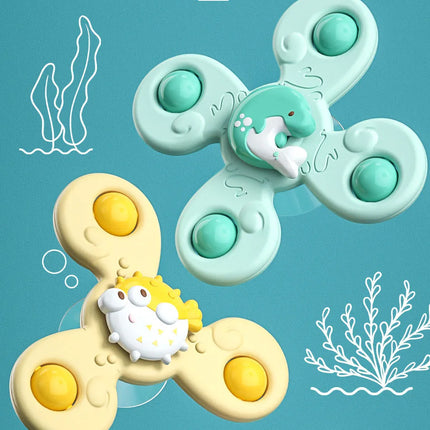 Suction Cup Bath Toys – 3pcs Spinning Rattles for Baby Fun & Education
