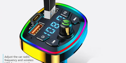 Bluetooth FM Transmitter for Car – Wireless Audio Adapter with Mic, MP3 & 2.1A Dual USB Charger