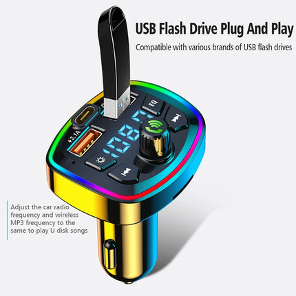 Car Bluetooth FM Transmitter – Wireless 5.0 Audio Receiver with Mic & Dual USB Fast Charger
