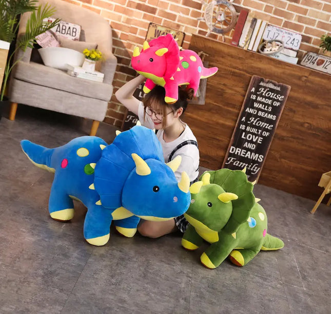Big Dinosaur Plush Toy – Soft Triceratops & Stegosaurus Stuffed Dolls for Kids Birthday Gifts