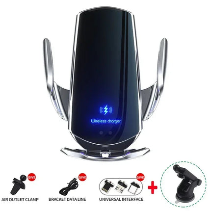 15W Car Magnetic Wireless Charger Automatic Car Mount Phone Holder For iPhone 16 15 For SamsungInfrared Induction Fast Charging