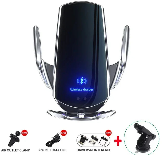 15W Car Magnetic Wireless Charger Automatic Car Mount Phone Holder For iPhone 16 15 For SamsungInfrared Induction Fast Charging