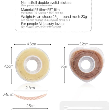 600pcs Double Fold Eyelid Tape – Invisible Self-Adhesive Lace Stickers for Eyelid Lift & Under Eye Beauty Tool