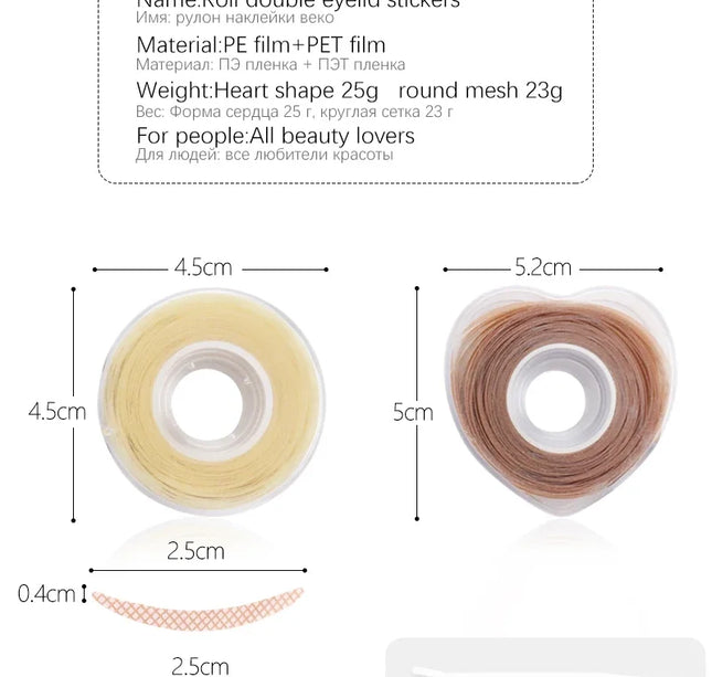 600pcs Double Fold Eyelid Tape – Invisible Self-Adhesive Lace Stickers for Eyelid Lift & Under Eye Beauty Tool
