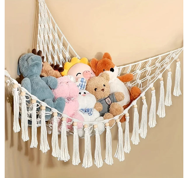 Large Capacity Stuffed Animals Hammock Net Macrame Boho Home Decorations Corner Toy Storage Organizer Plush Toys Hanging Net