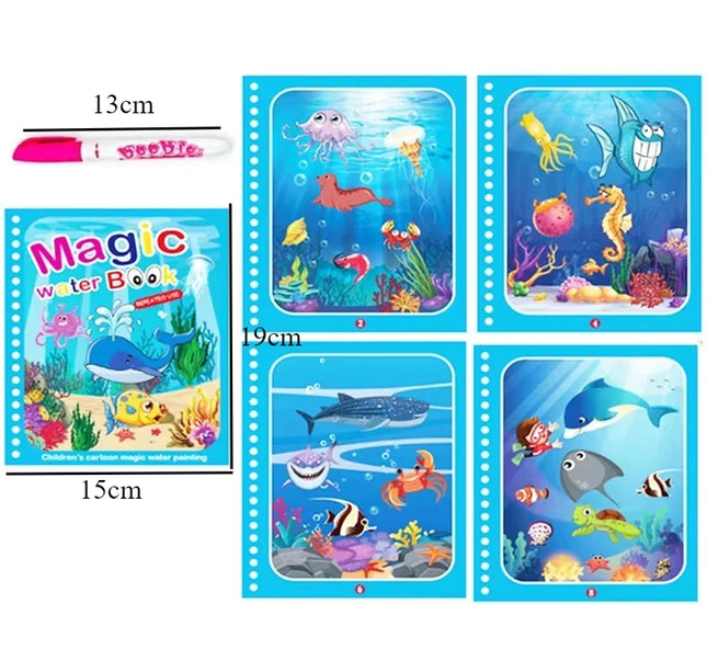 Children Early Education Toys Magical Book with Pen Water Drawing  Toys Gift Reusable Coloring Book Magic Drawing Book