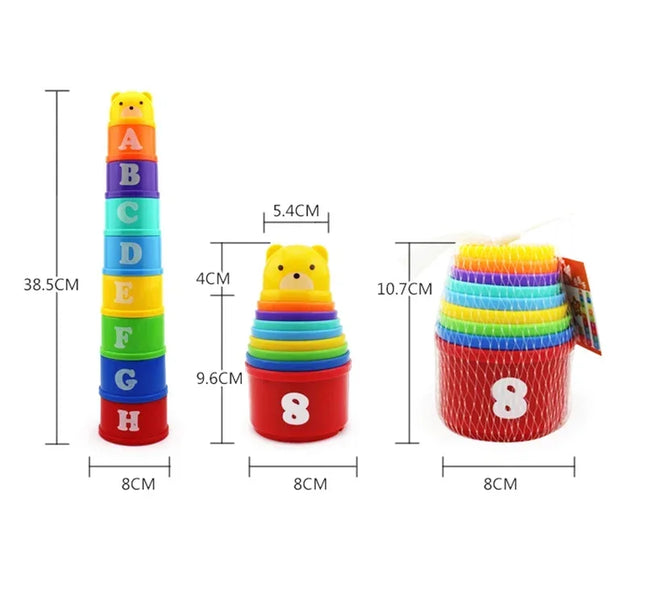 Stacking Cup Game – Educational Speed Puzzle with Numbers, Letters & Shapes for Kids