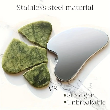 1pices Gua Sha Board Beauty Skin Care Facial Tool Stainless Steel GuaSha Massage Tool Natural Universal Facial Silver Metal