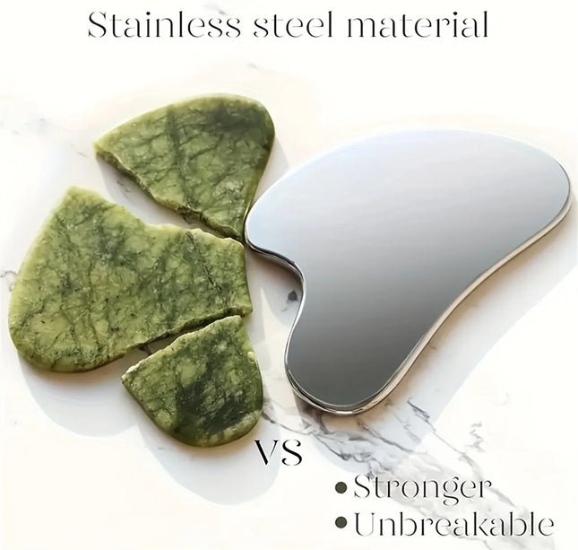 1pices Gua Sha Board Beauty Skin Care Facial Tool Stainless Steel GuaSha Massage Tool Natural Universal Facial Silver Metal