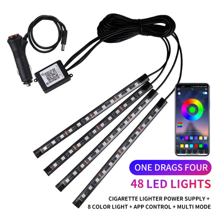 LED Car Ambient Light Kit – RGB Interior Strip with Music, Remote & App Control