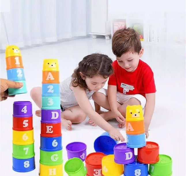 Stacking Cup Game – Educational Speed Puzzle with Numbers, Letters & Shapes for Kids