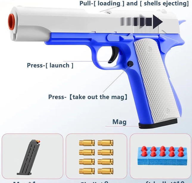 Toy Guns Ball Blaster With Soft Bullets Toys Foam Blaster Shooting Games Education Toy Model For 6,7,8,9,14+ Kids