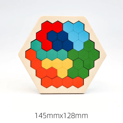 Wooden Blocks Puzzle Brain Teasers Toy Tangram Jigsaw Intelligence Colorful 3D Russian Blocks Montessori Educational