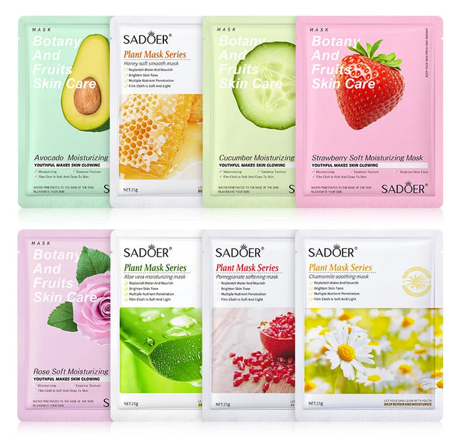8pcs Natural Plant Face Mask Beauty Skincare Facial Masks Moisturizing Firming Hydrating Facial Mask Face Care Korean Cosmetics